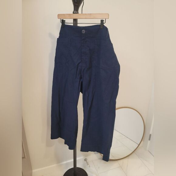 Anthropologie Pants - Anthropologie The Colette Cropped Wide-Leg Pants Sz Plus 24W Navy Blue New NWT